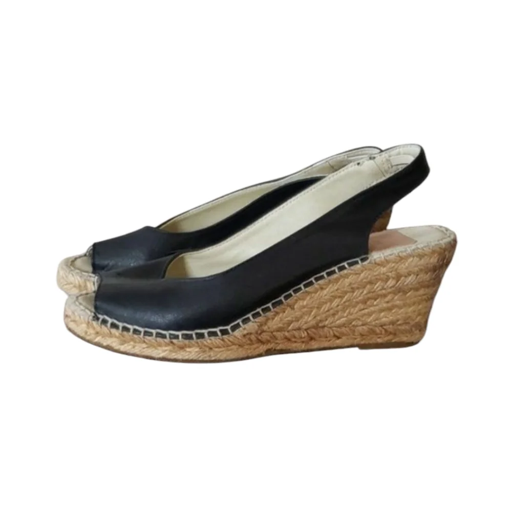 Fabiolas Black Leather Women's Wedge Size: 36